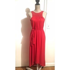 Boston Proper High low red/coral Maxi dress